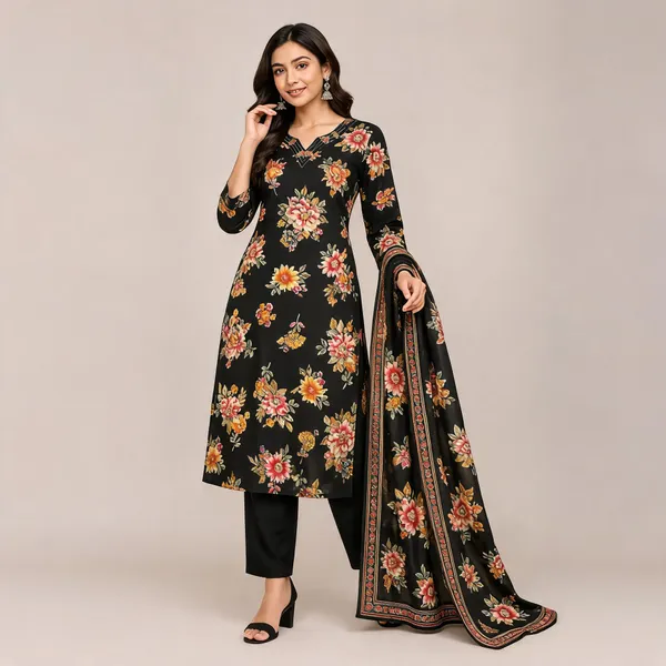 Black_Cotton_Kurta_Set_For_Women