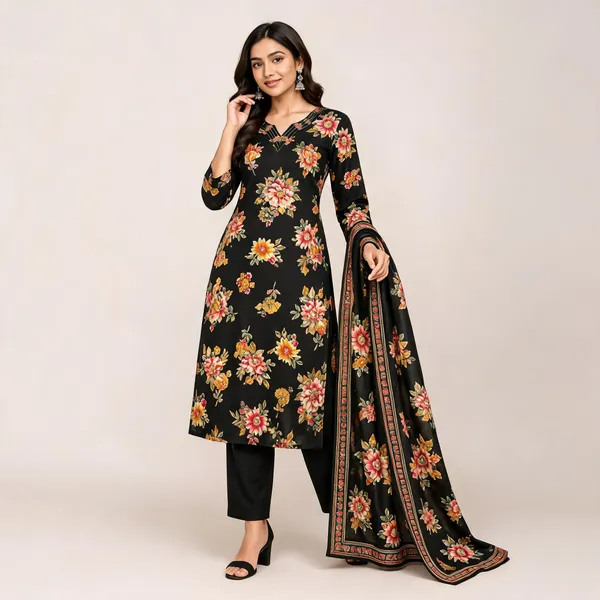 Black_Cotton_Kurta_Set_For_Women