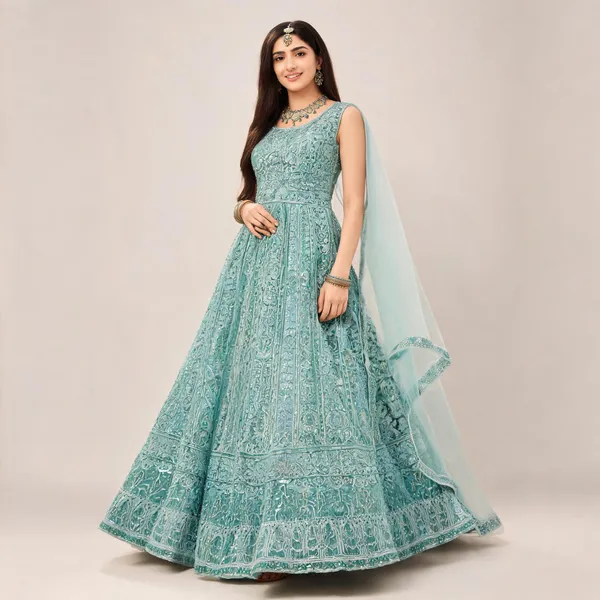 Blue_Cotton_Lehenga_Blouse_And_Dupatta_For_Women