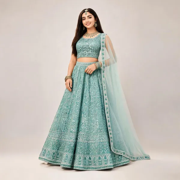 Blue_Cotton_Lehenga_Blouse_And_Dupatta_For_Women