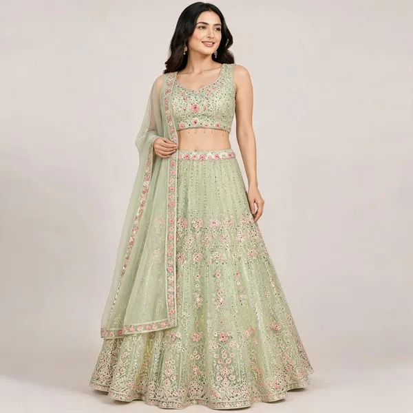 Pista_Green_Cotton_Lehenga_Blouse_And_Dupatta_For_Women