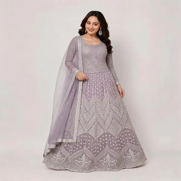 Lavender_Cotton_Lehenga_Blouse_And_Dupatta_For_Women