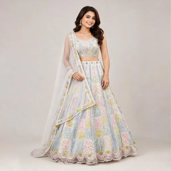 Multicolor_Cotton_Lehenga_Blouse_And_Dupatta_For_Women