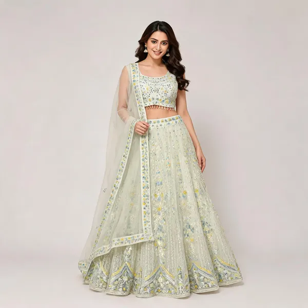 Multicolor_Cotton_Lehenga_Blouse_And_Dupatta_For_Women