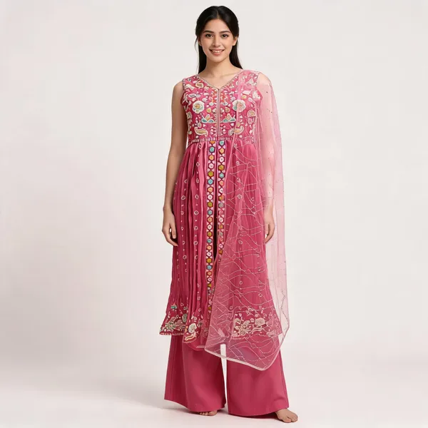 Pink_Vichitra_Kurta_Set_For_Women