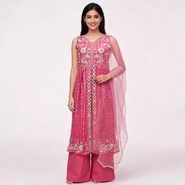 Pink_Vichitra_Kurta_Set_For_Women