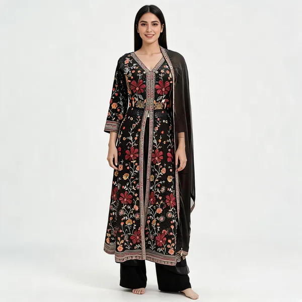 Black_Georgette_Kurta_Set_For_Women