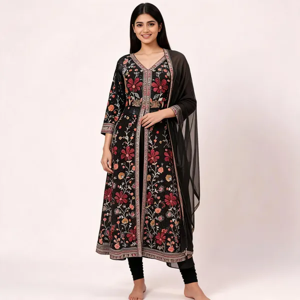 Black_Georgette_Kurta_Set_For_Women
