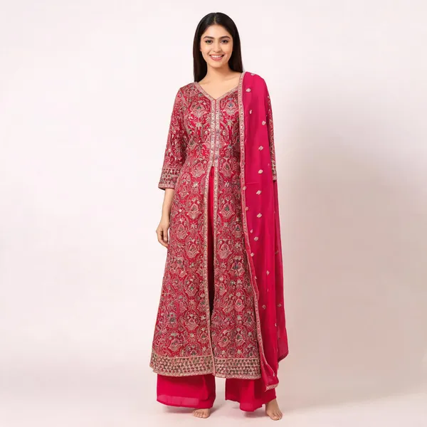 Rani_Pink_Georgette_Kurta_Set_For_Women