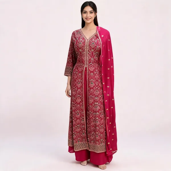 Rani_Pink_Georgette_Kurta_Set_For_Women