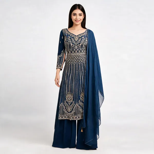 Blue_Georgette_Kurta_Set_For_Women