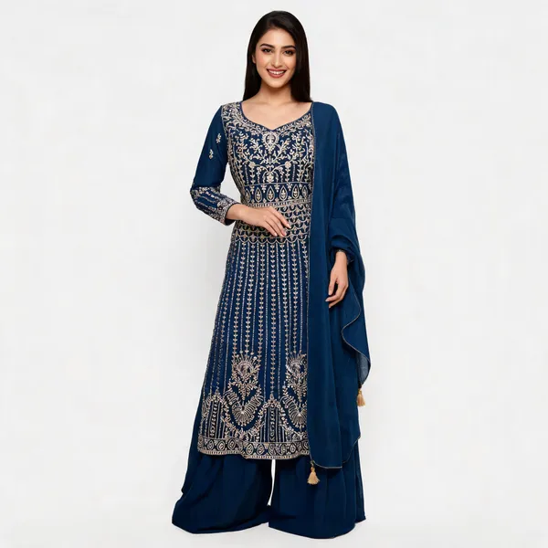 Blue_Georgette_Kurta_Set_For_Women