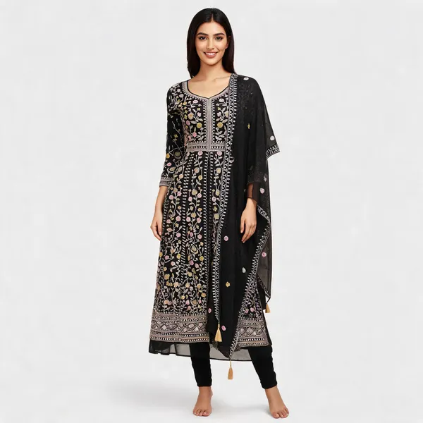 Black_Georgette_Kurta_Set_For_Women