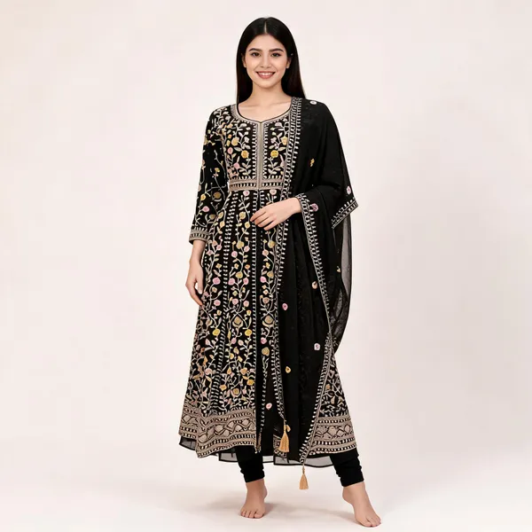 Black_Georgette_Kurta_Set_For_Women