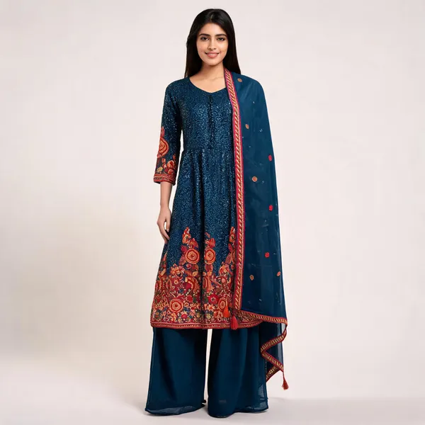 Blue_Georgette_Kurta_Set_For_Women