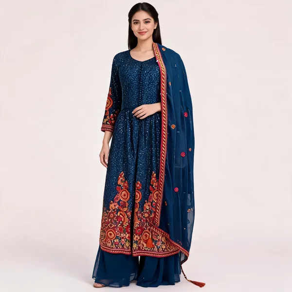 Blue_Georgette_Kurta_Set_For_Women