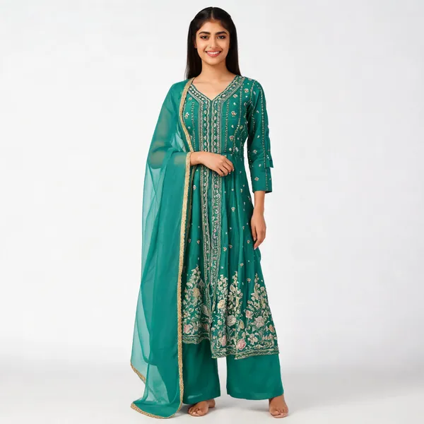 Green_Cotton_Kurta_Set_For_Women