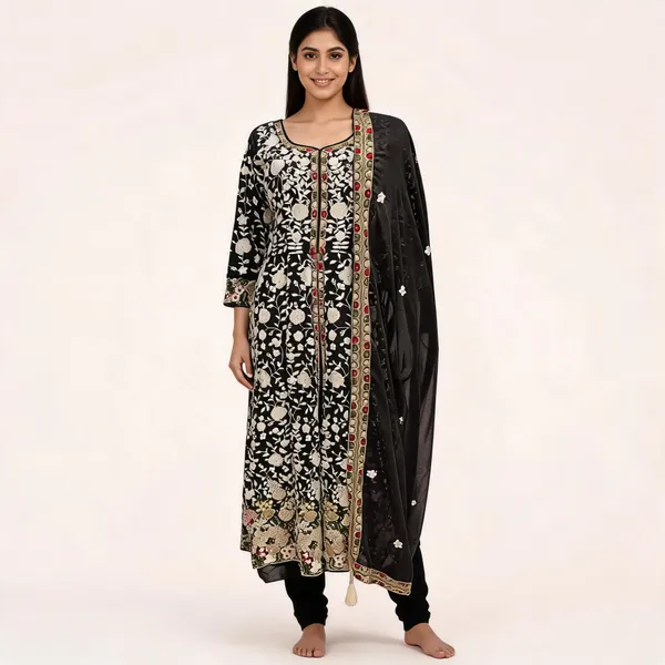 Black_Georgette_Kurta_Set_For_Women