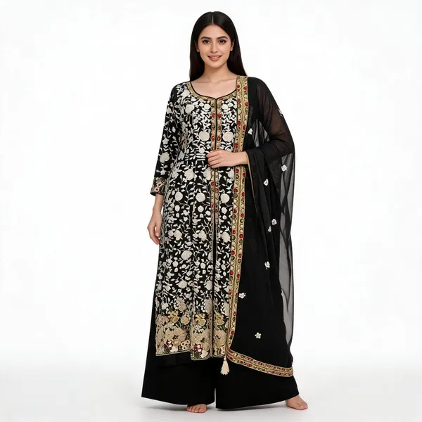 Black_Georgette_Kurta_Set_For_Women