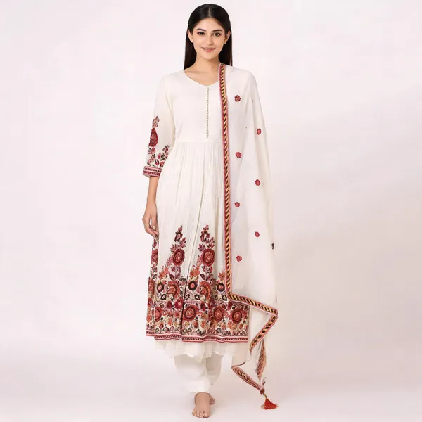 White_Georgette_Kurta_Set_For_Women