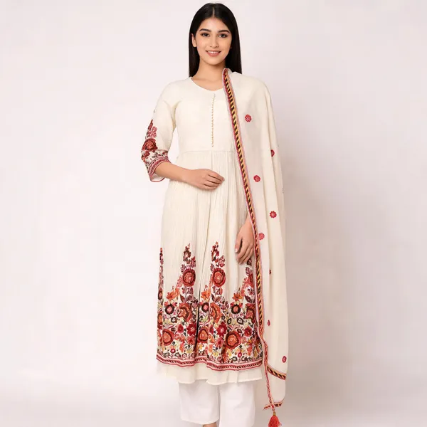 White_Georgette_Kurta_Set_For_Women