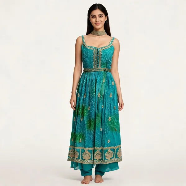 Green_Georgette_Kurta_Set_For_Women