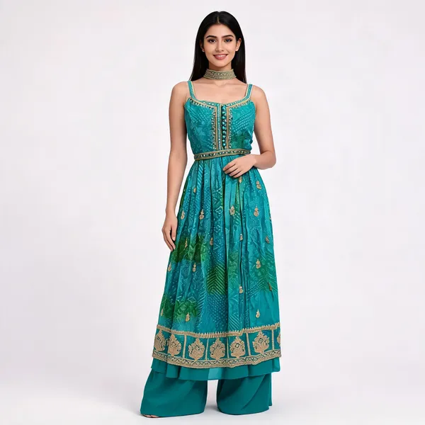 Green_Georgette_Kurta_Set_For_Women