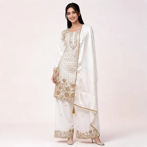 White_Vichitra_Kurta_Set_For_Women