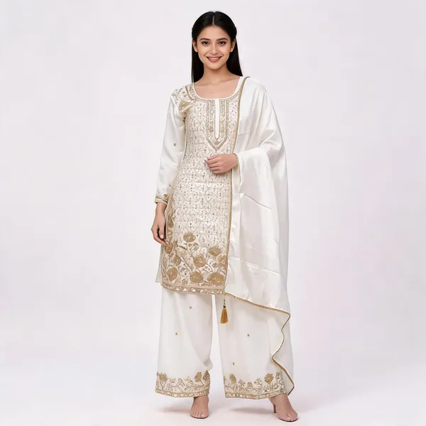 White_Vichitra_Kurta_Set_For_Women