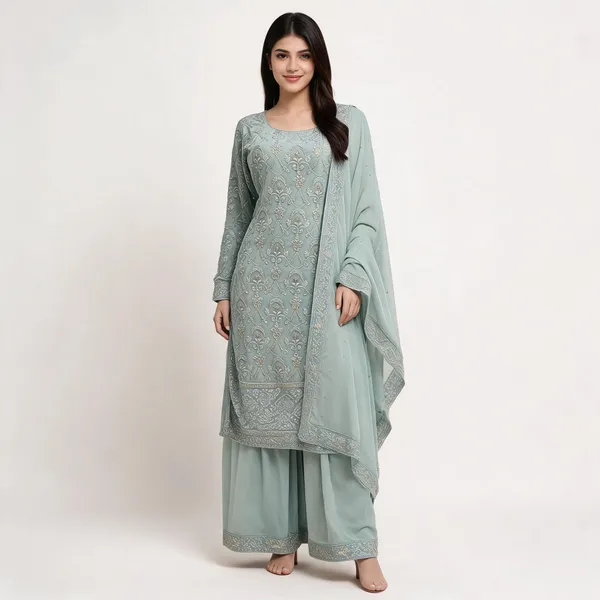Sky_Blue_Georgette_Kurta_Set_For_Women