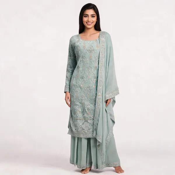 Sky_Blue_Georgette_Kurta_Set_For_Women