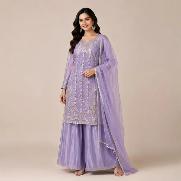 Lavender_Imported_Georgette_Kurta_Set_For_Women