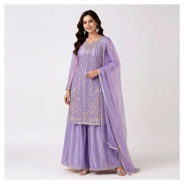 Lavender_Imported_Georgette_Kurta_Set_For_Women