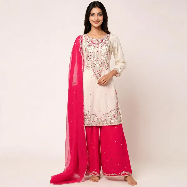 White_Soft_Silk_Kurta_Set_For_Women