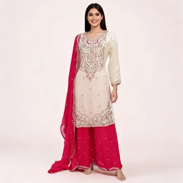 White_Soft_Silk_Kurta_Set_For_Women