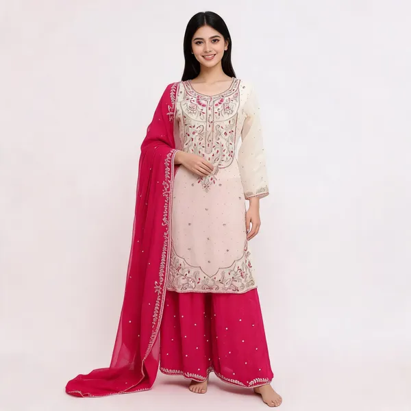 White_Soft_Silk_Kurta_Set_For_Women