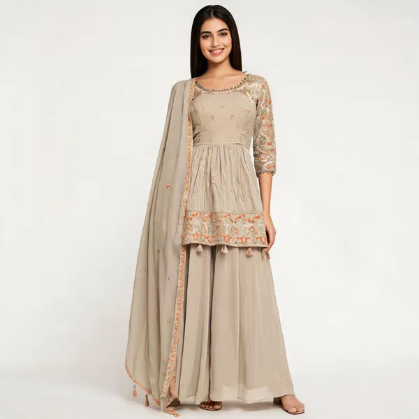 Grey_Georgette_Kurta_Set_For_Women