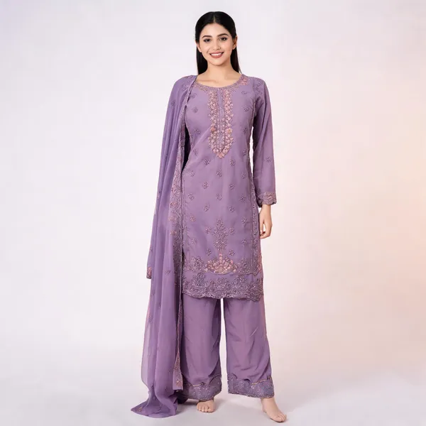Lavender_Georgette_Kurta_Set_For_Women
