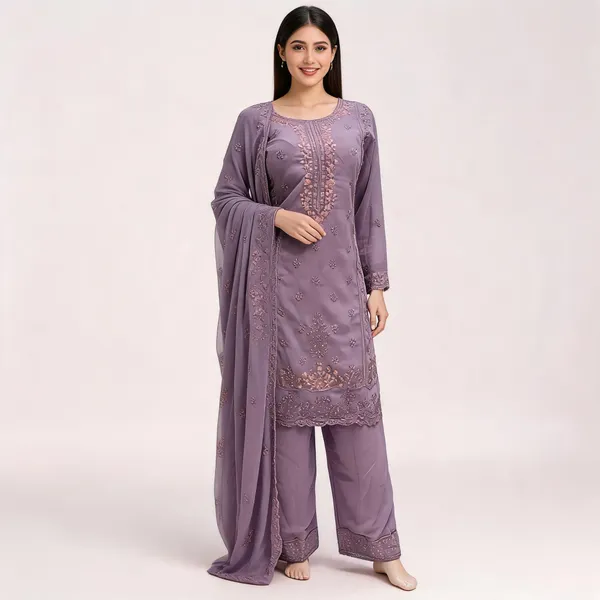 Lavender_Georgette_Kurta_Set_For_Women