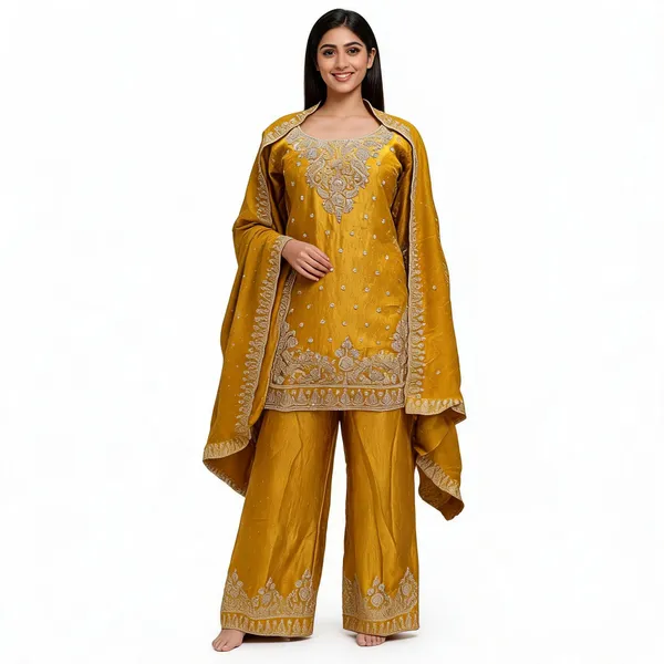 Yellow_Silk_Kurta_Set_For_Women