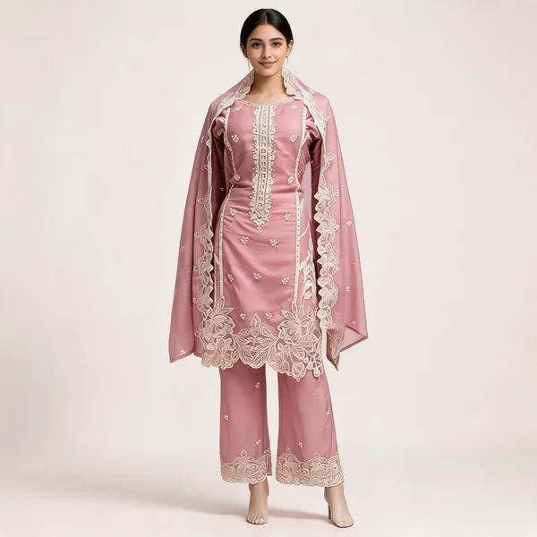 Pink_Soft_Silk_Kurta_Set_For_Women