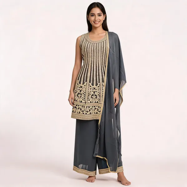 Grey_Soft_Silk_Kurta_Set_For_Women