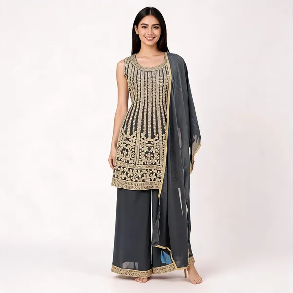 Grey_Soft_Silk_Kurta_Set_For_Women