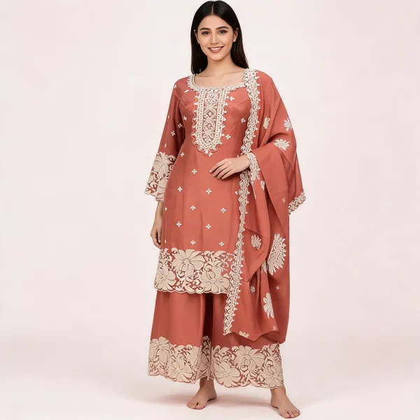 Rust_Soft_Silk_Kurta_Set_For_Women