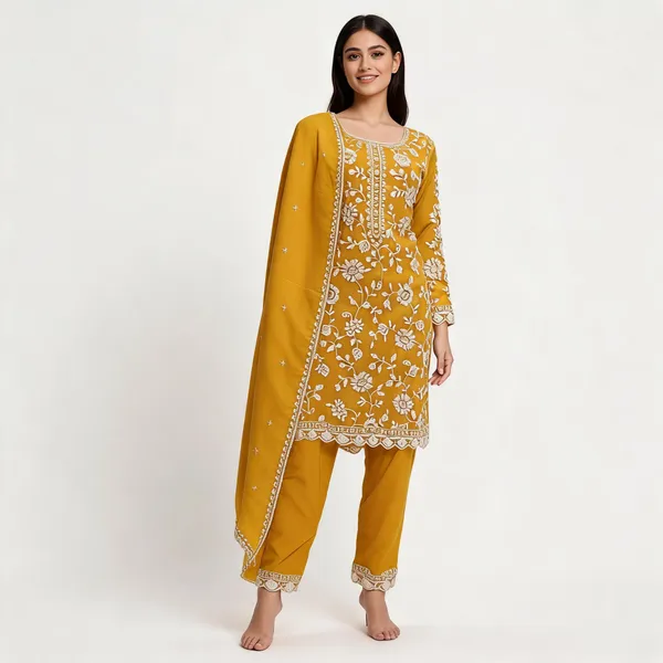 Yellow_Georgette_Kurta_Set_For_Women
