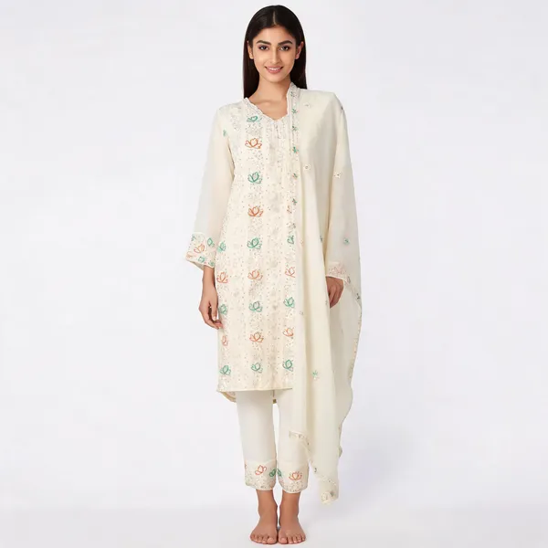 White_Georgette_Kurta_Set_For_Women