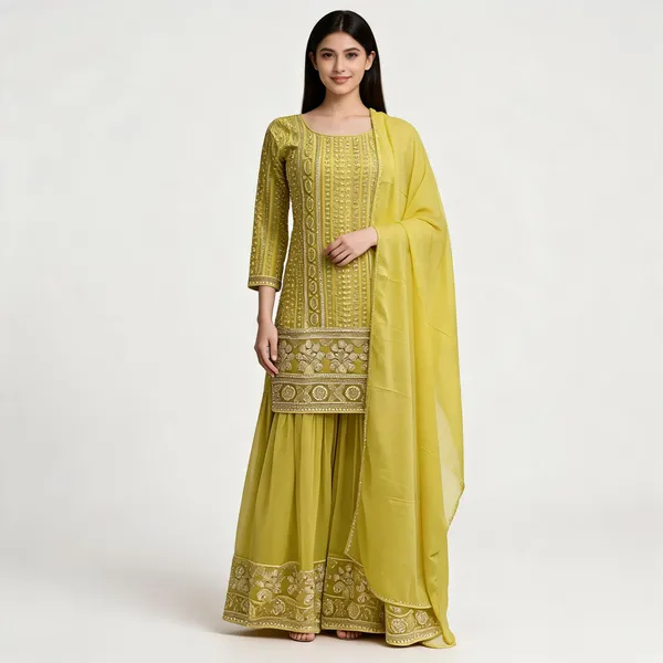 Yellow_Georgette_Kurta_Set_For_Women