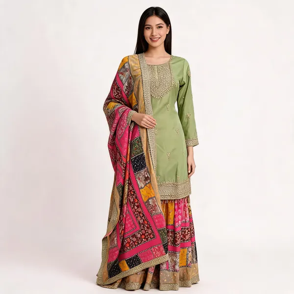 Pista_Green_Vichitra_Kurta_Set_For_Women