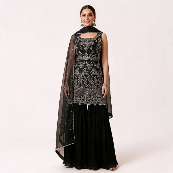 Black_Net_Kurta_Set_For_Women