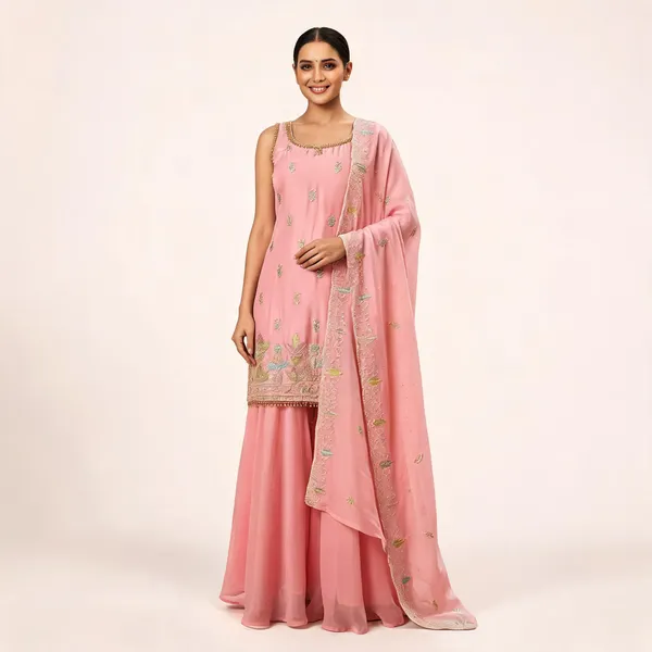 Baby_Pink_Georgette_Kurta_Set_For_Women